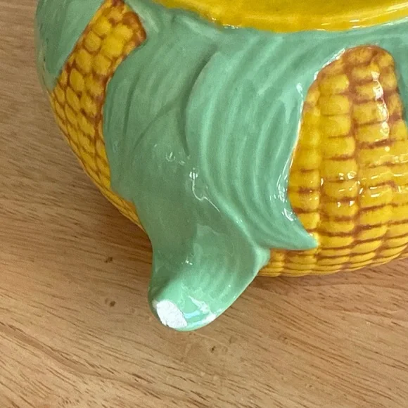 Vintage 1980 Corn Tureen Covered Ceramic Dish Majolica Style Vegetable Server - Picture 11 of 13